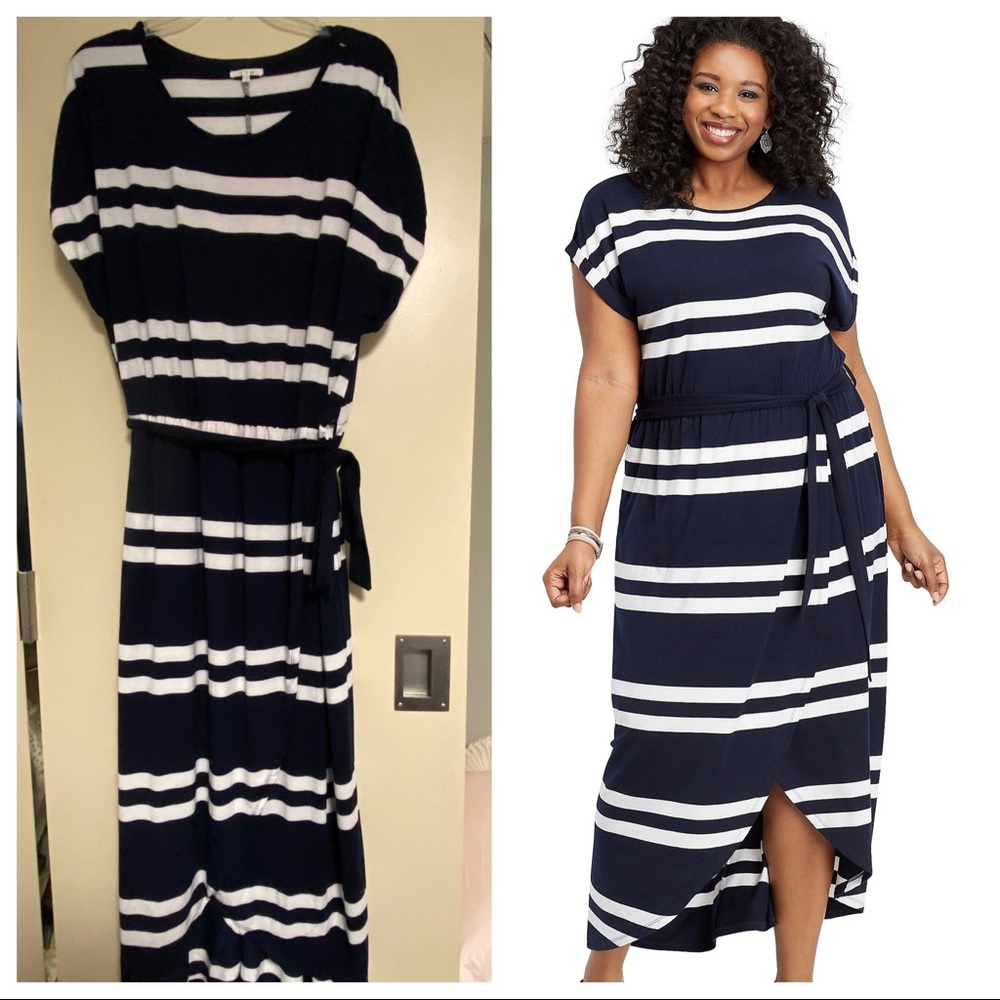 Maurices Blue and White Striped Dress (Size 3x)